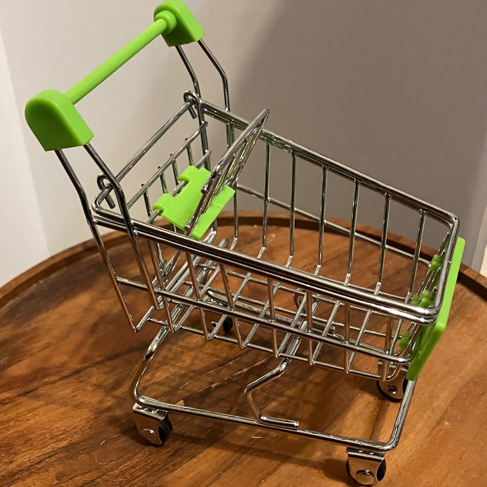 Miniature Green Shopping Cart Toy